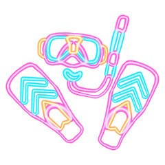 diving neon sign on a translucent background   © 7nov.studio