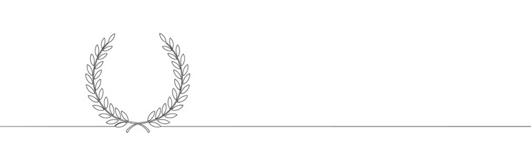 Laurel wreath continuous one line drawing. Wheat and oak wreath symbol. Vector illustration.