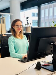 businesswoman working on laptop