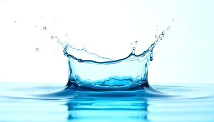 A dynamic photograph captures a splash of water in mid-air against a bright, neutral background