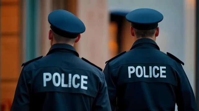 Policemen walking the streets keeping residents safe and secure