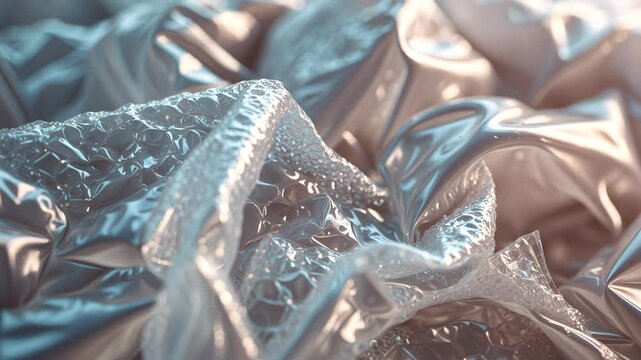 Extreme macro of plastic bubble wrap surface. Selective soft focus, shallow depth of field. Abstract dreamy backdrop.