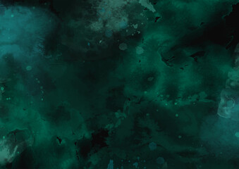 Dark emerald green hand painted watercolour texture background 