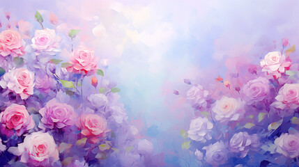 Pastel roses create a gentle floral art piece in soft hues