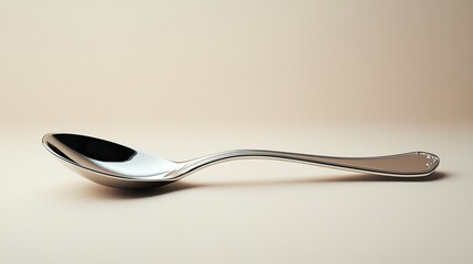 Elegant silverware presentation: a sleek spoon reflecting minimalist aesthetic