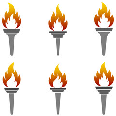 Torch icon. Set of colored torch icons. Vector illustration.