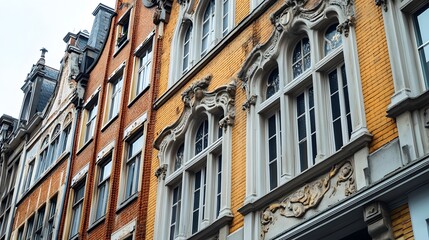 Obraz premium Detailed Close-up of Historic Building Facade in Brussels for Architecture Enthusiasts
