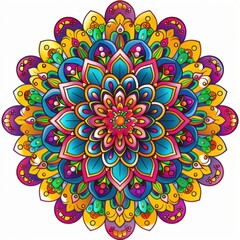 Vibrant Mandala Design Featuring Floral Patterns and Bright Colors