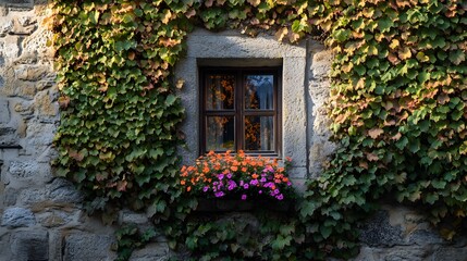 Detailed Close-Up of Weathered Stone Facade on Old House - Architectural Photography
