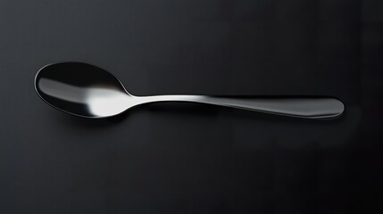 Elegant silverware presentation featuring a single spoon on a dark backdrop