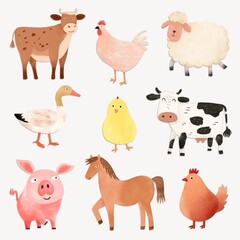 Farm animal design element remix set