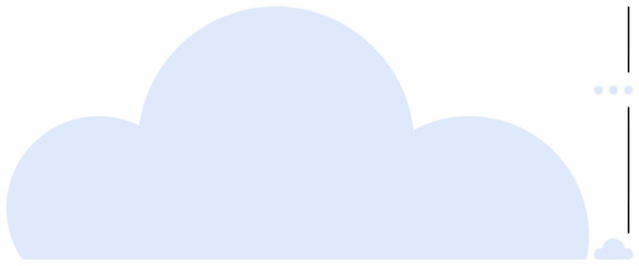 Large light blue cloud with scaling lines and dots on the side representing growth, cloud storage, or adaptability. Ideal for technology, data, innovation, progress, scalability, environment modern