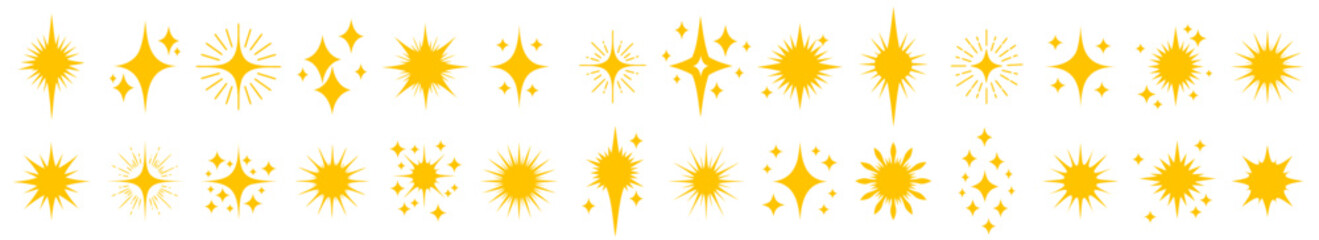 Star icon. Set of sparkles and starbursts symbols. Vector illustration.