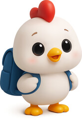 3D Cute Chicken Student Character