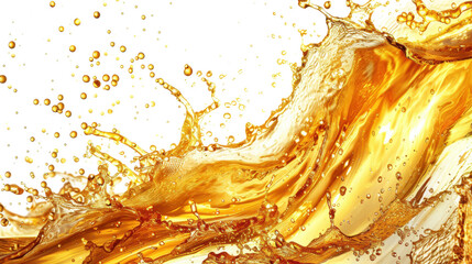 Golden beer splash wave with dynamic liquid motion isolated on white background
