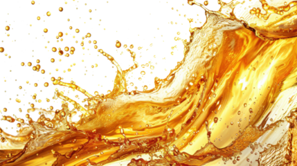 Golden beer splash wave with dynamic liquid motion isolated on white background
