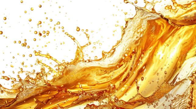 Golden beer splash wave with dynamic liquid motion isolated on white background
