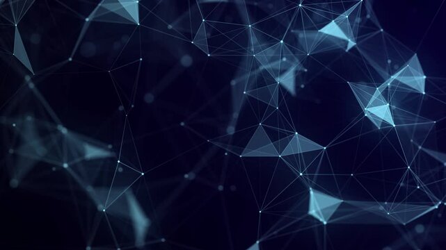 Blue network connection structure. Digital background with dots and lines. Big data visualization. 3D rendering.