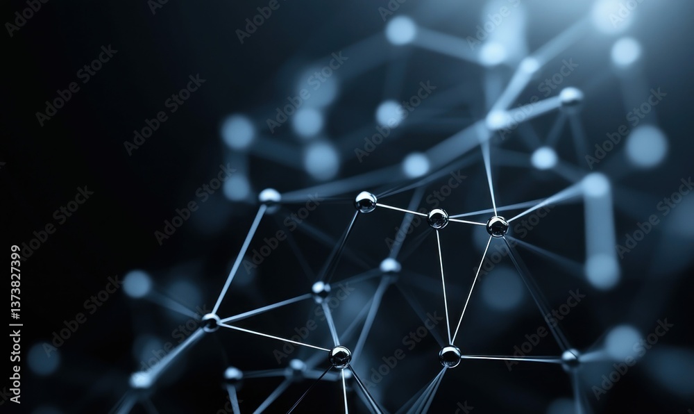 Poster a mesmerizing network of interconnected nodes and lines creates a futuristic and technological scene