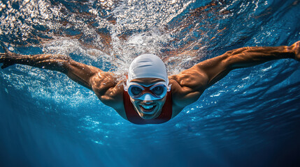 Competitive swimmer underwater