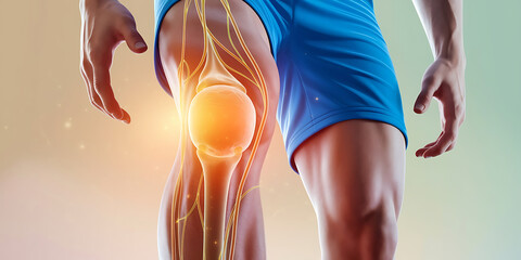 Knee pain anatomy graphic highlighting skeletal and nervous system