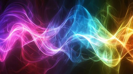 A colorful wave of light with a rainbow of colors