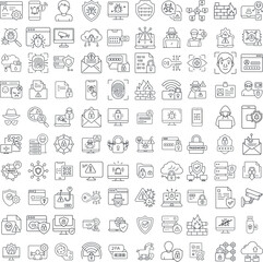Cybersecurity icons in vector style on transparent background  