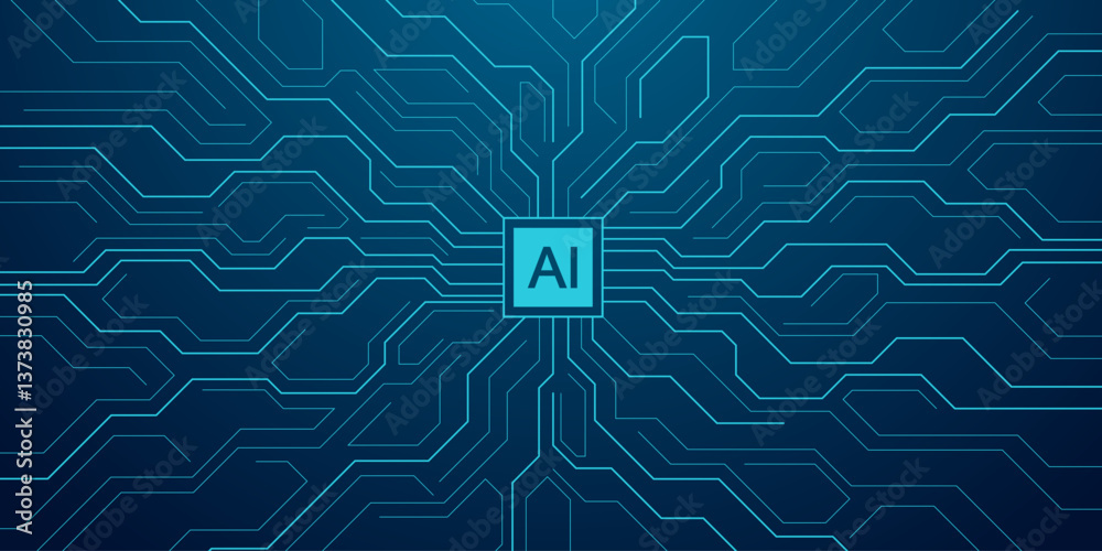 Poster motherboard technology abstract texture design. creative idea ai banner concept for internet technol