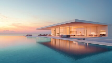 Modern beachfront house with infinity pool