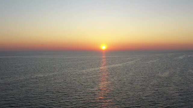 spectacular sunset at the sea in the town of Santa Severa, Rome