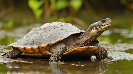 Turtle Close-up: Adult Female Spiny Softshell in Lake Champlain at Missisquoi Bay