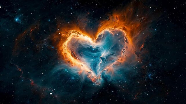 heart shaped nebula - zoom effect - mix IA and 3D