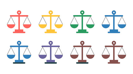 Set of colorful balance scales icons