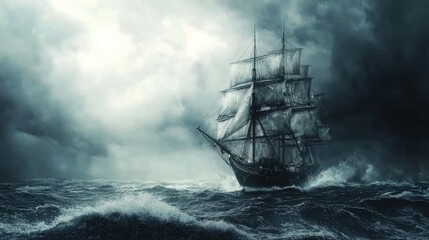Capture an epic photograph of a sailing ship on the sea