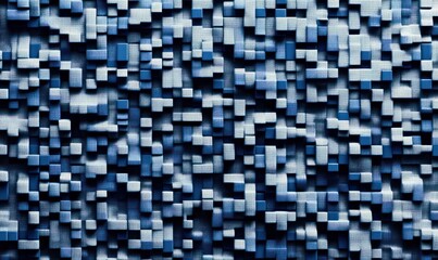 Fototapeta premium A mesmerizing texture of blue and white 3D cubes creates an abstract, dynamic background.