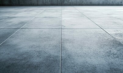 Modern gray concrete floor featuring square tiles creating a simple yet industrial texture.