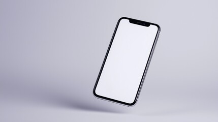 modern smartphone  mockup with blank screen floating on gray background