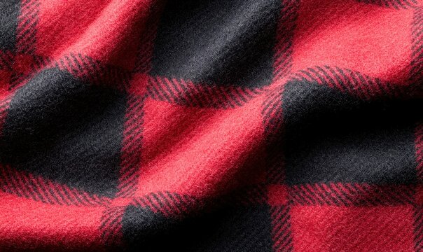 A red and black buffalo plaid fabric texture that evokes a cozy, rustic, and traditional feel.