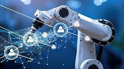 Robotic arm operates with precision in a modern manufacturing setting, showcasing technology in action during production