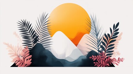 marine-inspired art, warm pastel tones and organic shapes create a relaxed coastal vibe in this abstract tropical summer composition