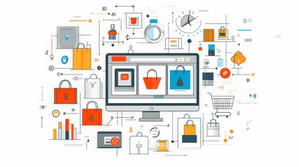 Fototapeta premium Online Shopping Process Visualization