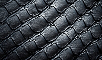 Fototapeta premium A sophisticated close-up reveals the intricate texture of seamless black snakeskin pattern.