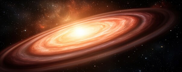 Stellar Formation Theories concept. Cosmic spiral galaxy with a bright center and starry background.