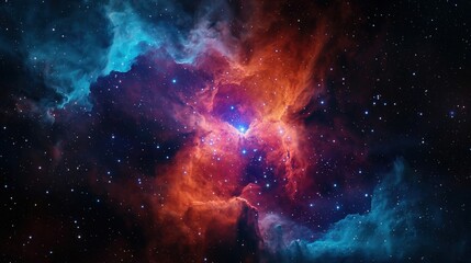 Fototapeta premium Stellar Formation Theories concept. Vibrant nebula with stars in a cosmic background.