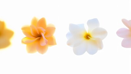 Fototapeta premium A collection of real colourful dwarf dahlia flower heads isolated against a transparent background for design elements.