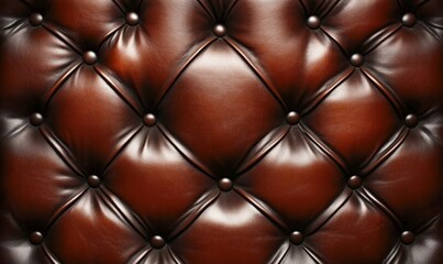 Fototapeta premium Detailed brown leather button-tufted texture evokes luxury and sophistication, ideal for upscale designs.