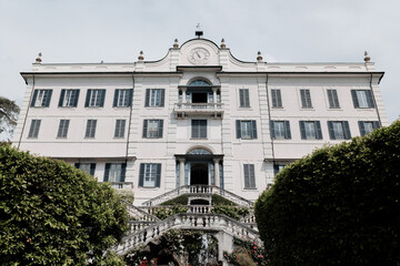 The fountain and the gate of Villa Carlotta in Tremezzo, Lombardy, Italy, on lake Como