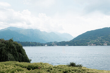 Lake Como Shore with Historic Houses and Church