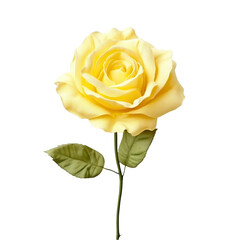 Yellow rose isolated on a white background, png
