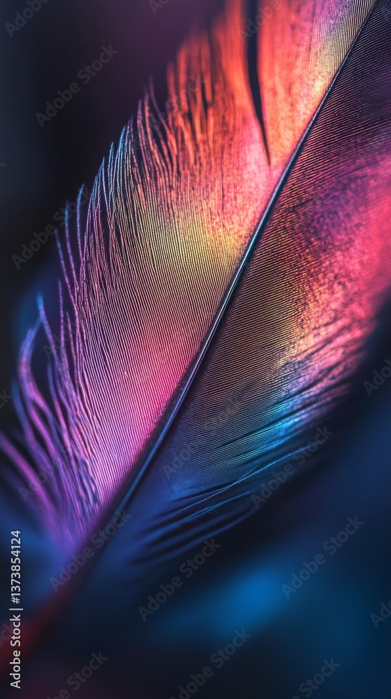 Canvas Prints a stunning close up of a vibrant feather displaying iridescent colors. this image captures the beaut